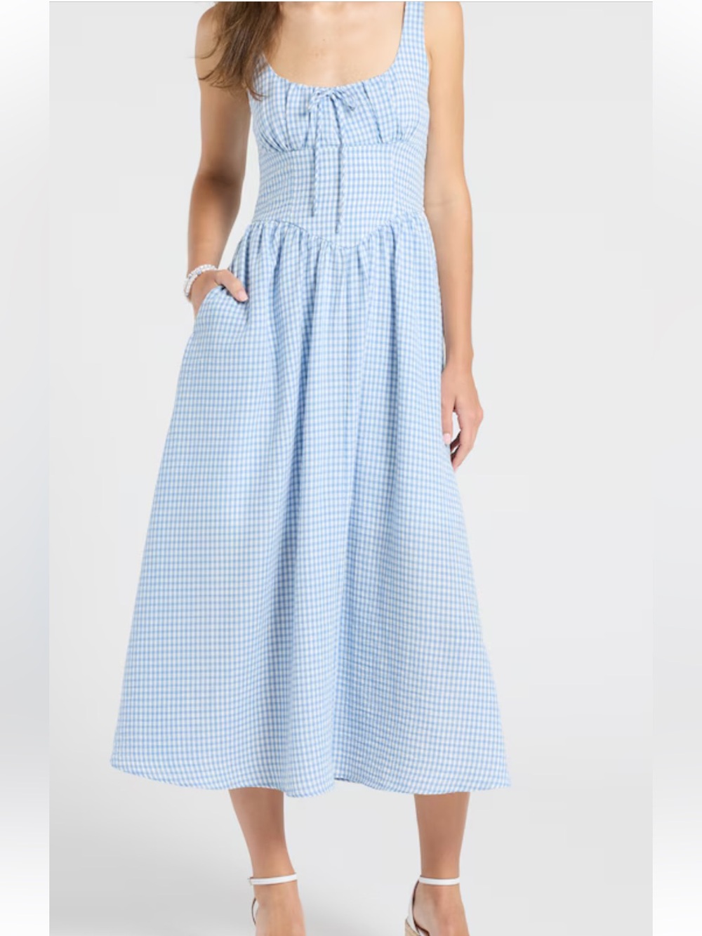 Workshop Republic Clothing Tan and White Striped Midi Dress-Style Skirt